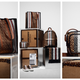 A range of Burberry leather goods, such as a backpack, handbag, and waist bag, in Burberry's new monogram print